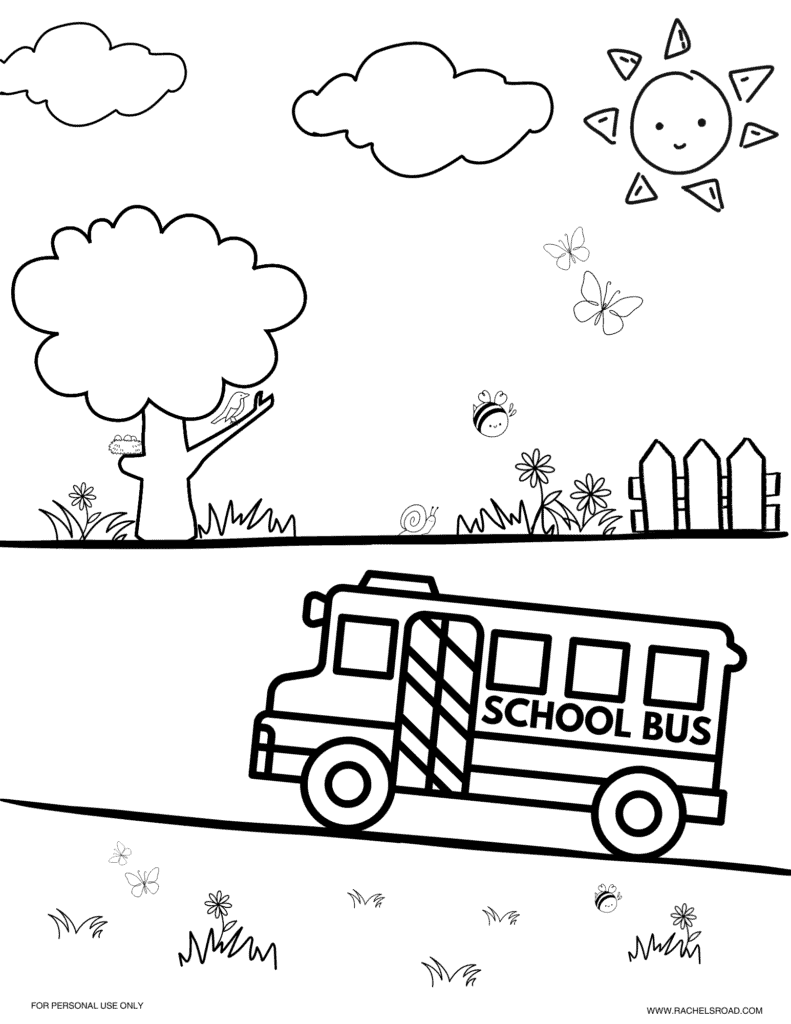 BACK TO SCHOOL Free Colouring Page School Bus